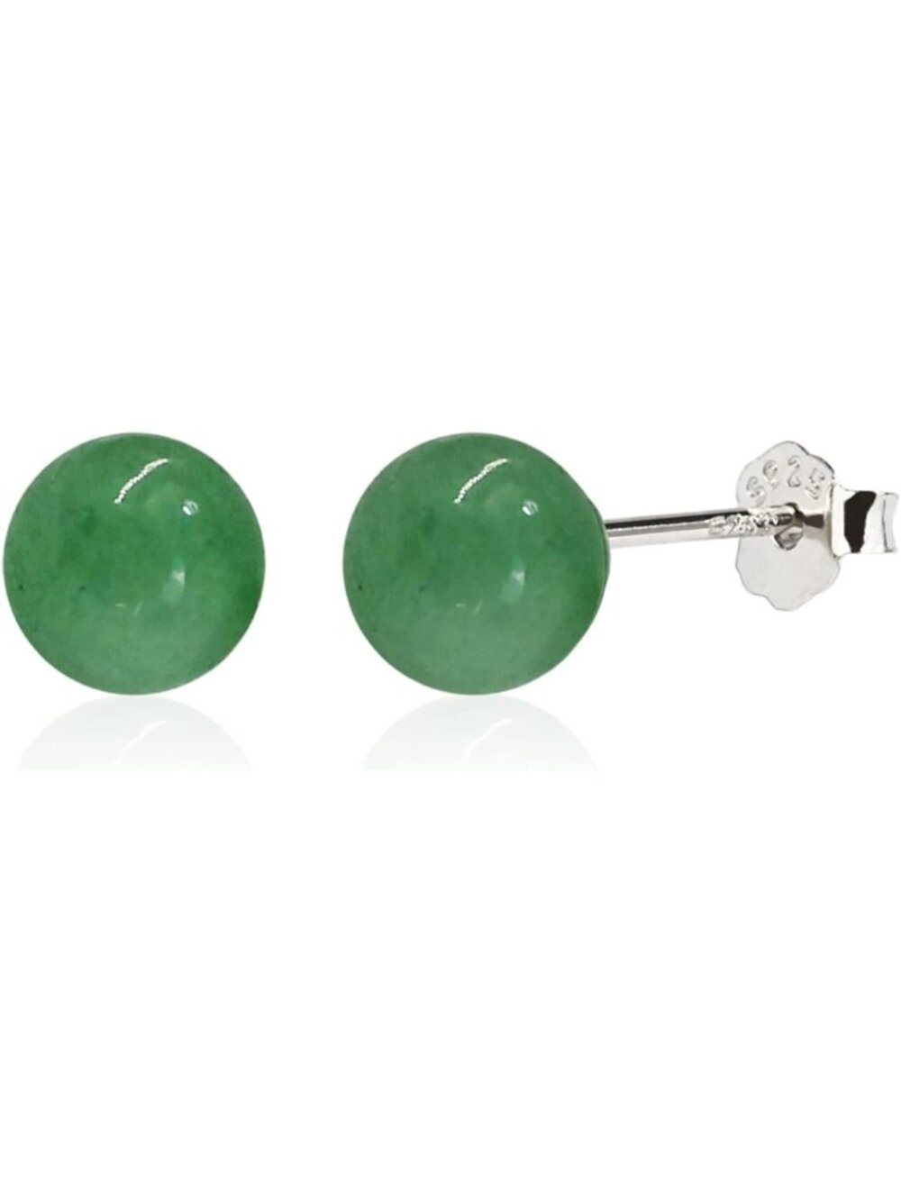 Jade Earrings Studs, Green Jade Earrings for Women, 925 Sterling Silver Stud
